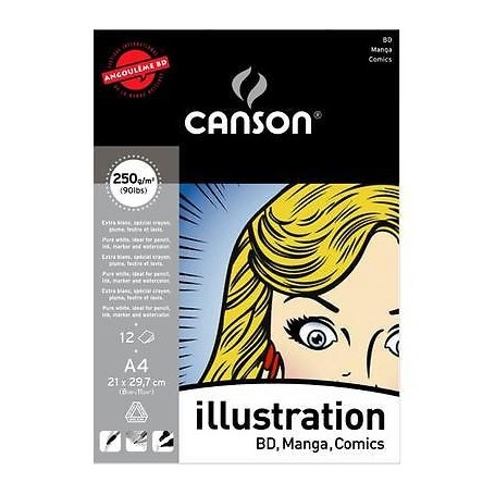 Альбом Canson Illustration, А4, 250 г/м2, 12л.