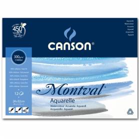 Альбом для акварели Canson Montval Фин 24x32 см., 12 л., 300 г/м2, склейка по короткой стороне