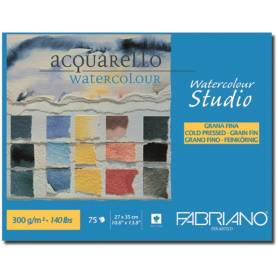 Альбом для акварели Fabriano Watercolour Studio Фин 27x35 см., 75 л., 300 г/м2, склейка по длинной стороне