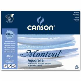 Альбом для акварели Canson Montval Фин 24х32 см., 40 л., 200 г/м2, склейка по длинной стороне