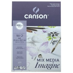 Альбом для смешанных техник Canson Imagine, 21х29.7 см., 50 л., 200 г/м2, мелкое зерно, склейка по верхней стороне