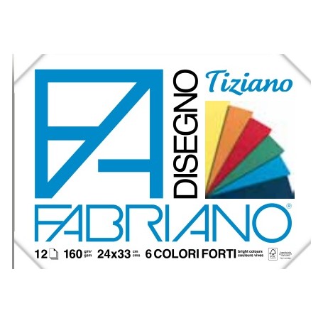 Блок для пастели Fabriano Tiziano 24х33 см., 12 л., 160 г/м2, яркие цвета