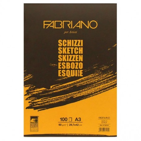 Альбом для рисования Fabriano Schizzi, 29,7x42 см., 100 л., 90 г/м2, склейка по короткой стороне