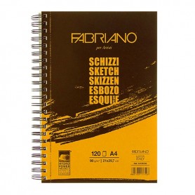 Альбом для рисования Fabriano Schizzi, 21x29,7 см., 120 л., 90 г/м2, спираль по длинной стороне