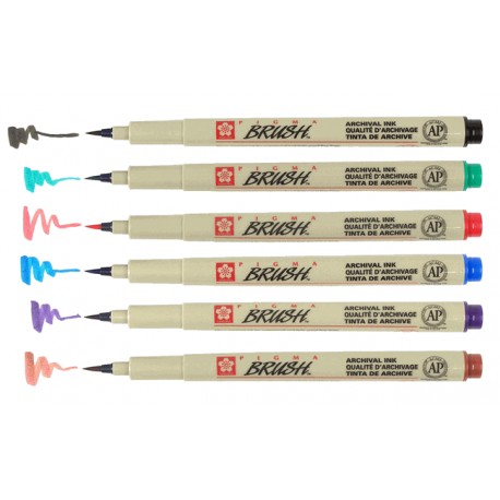 Цветные капилярные ручки-кисти Pigma Brush в ассортименте
