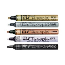Маркеры для каллиграфии Sakura Pen-Touch Calligrapher, плоский стержень, 5 мм., 5 цветов