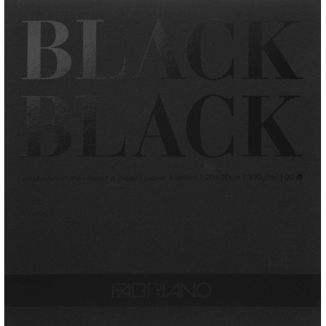 Альбом Fabriano Black Black 20x20 см., 20 л., 300 г/м2., черная бумага