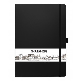 Блокнот для зарисовок Sketchmarker, 21х30 см., 140 г/м2, 80 л., твердая черная обложка