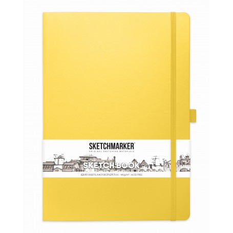 Блокнот для зарисовок Sketchmarker, 21х30 см., 140 г/м2, 80 л., твердая лимонная обложка