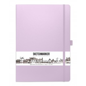 Блокнот для зарисовок Sketchmarker, 21х30 см., 140 г/м2, 80 л., твердая обложка цвета фиолетовый пастельный