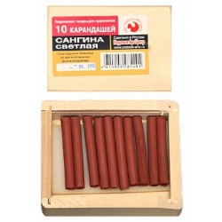 Сангина светлая в деревянном пенале, 10 шт.
