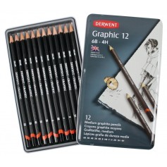 Набор чернографитных карандашей GRAPHIC HARD, 12 шт., 6B-4H